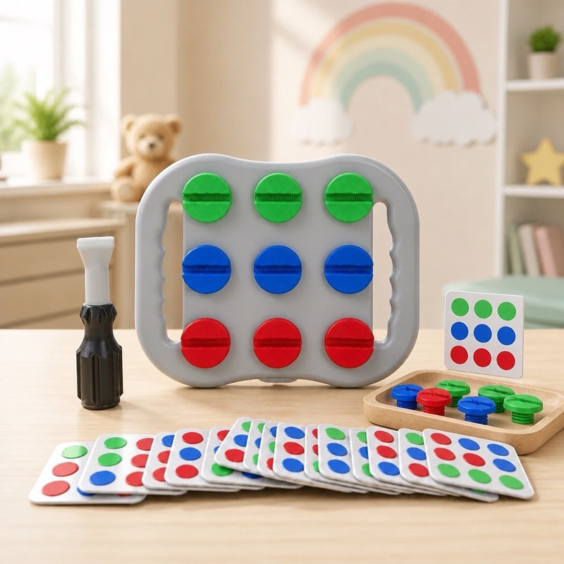 Brinquedo Educativo de Parafusar com Cartas Desafio