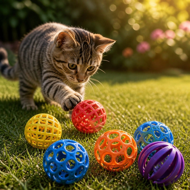 kit 3 Bolinhas Interativa para Gatos com Guizo - cores sortidas